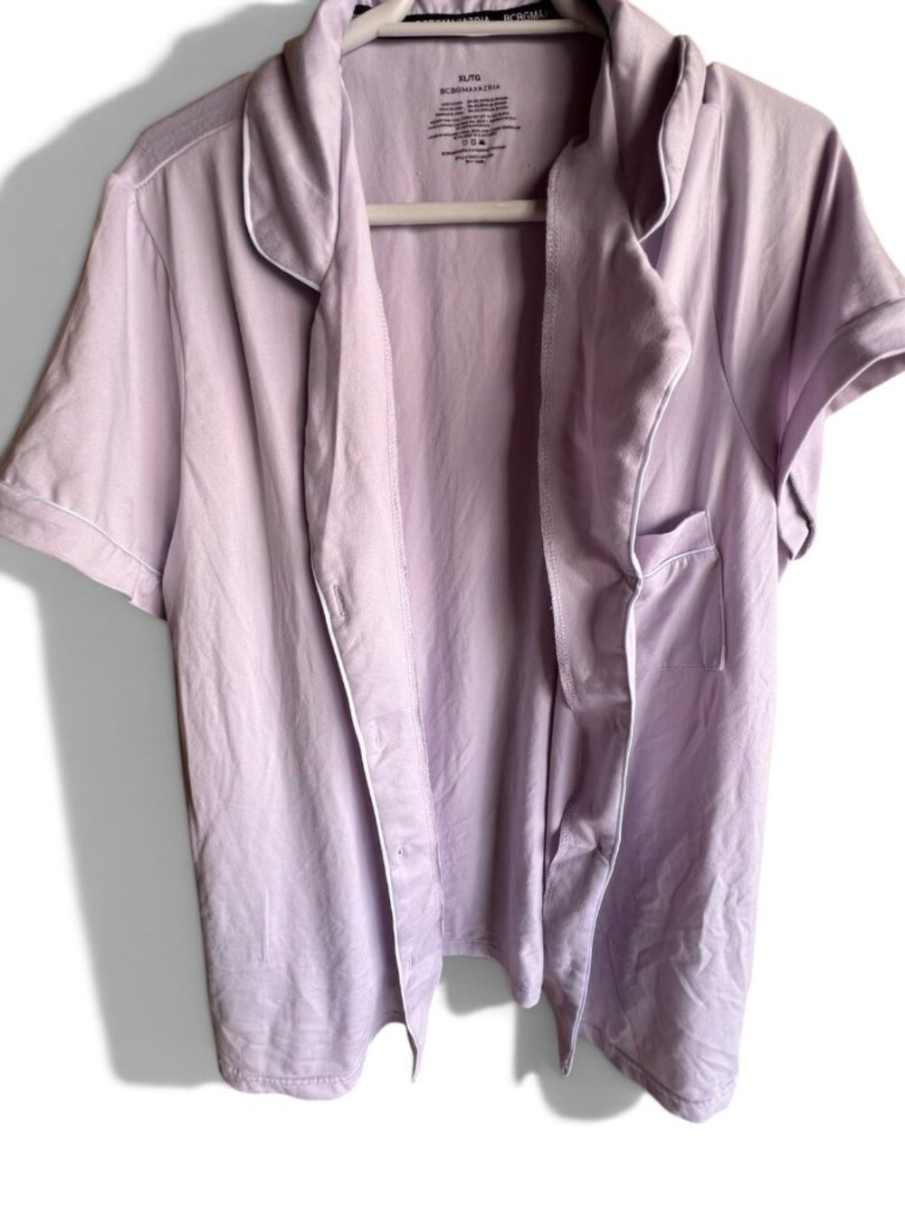 BCBGMAXAZRIA Short Sleeve Button Down Pajama Top Purple XL